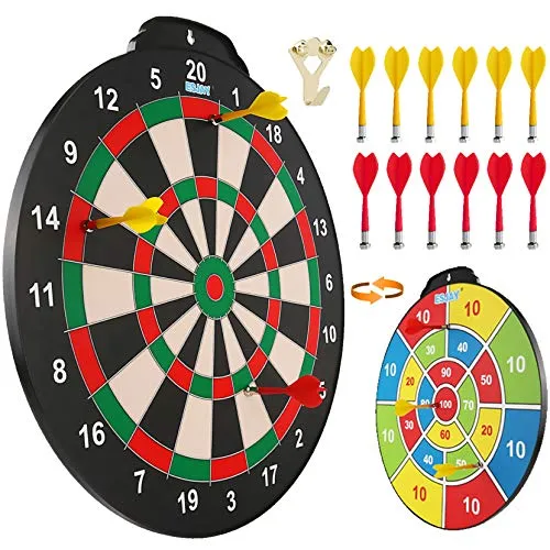 Esjay Set di freccette magnetiche da 45,7 cm, gioco di freccette sicuro per bambini, giocattoli da ragazzo regalo per interni ed esterni con 12 freccette,bersaglio a doppia faccia di grandi dimensioni