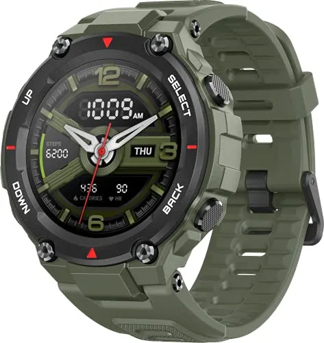 Amazfit Smartwatch T-Rex, orologio digitale da 1,3 pollici, impermeabile, sportivo, con standard di qualità militare, GPS, monitoraggio del sonno, 14 modalità sportive