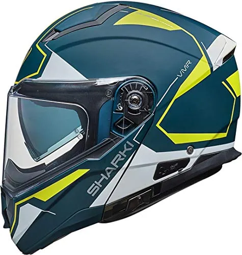 Vemar Casco Moto 2019 Sharki Cutter Matt Deep Blu Fluorescent Giallo (M, Blu)