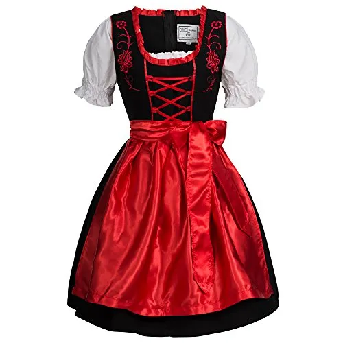 Gaudi-Leathers SW2550 Dirndl, Nero (Rosso Nero 050), 50 Donna