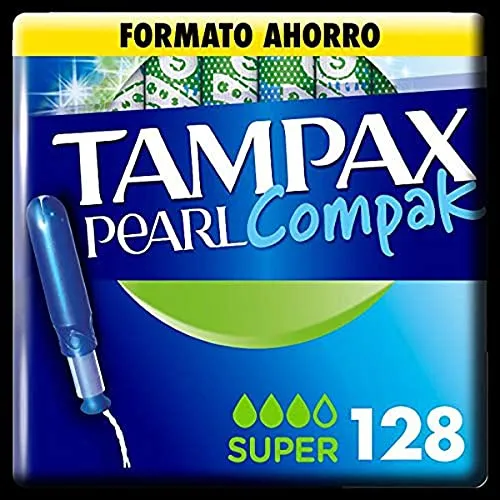 Tampax Pearl Compak Super, tampone con applicatore, offre comfort, protezione e discrezione, 128 pezzi