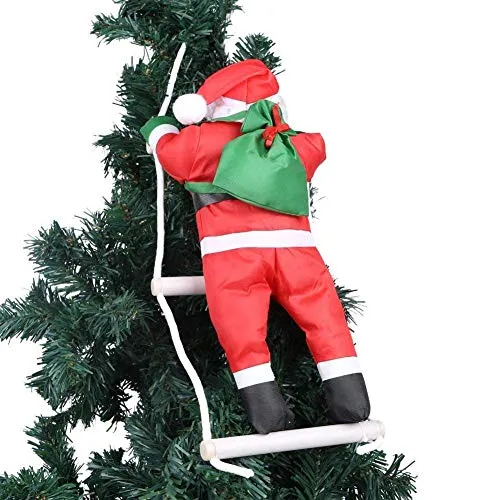 Decorazione natalizia con Babbo Natale che si arrampica sulla scala di corda, per albero di Natale, esterni, ornamento da appendere, per feste natalizie, decorazione di casa, porta e parete