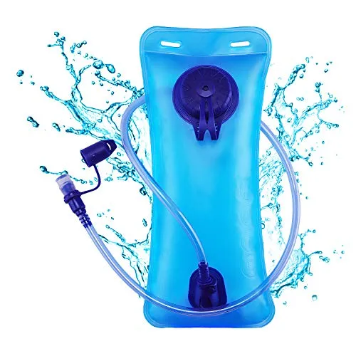 Sacchetto per acqua, 2 litri, per zaino con borraccia portabile, senza BPA, in poliuretano termoplastico (TPU), approvato FDA, imboccatura larga, 2L Blau Trinkblase