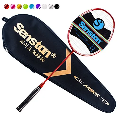 Senston N80 Grafite Singolo di Alta qualità Racchetta Badminton, in Fibra di Carbonio della Racchetta di volano, volano Compreso Bag, Rosso Colore