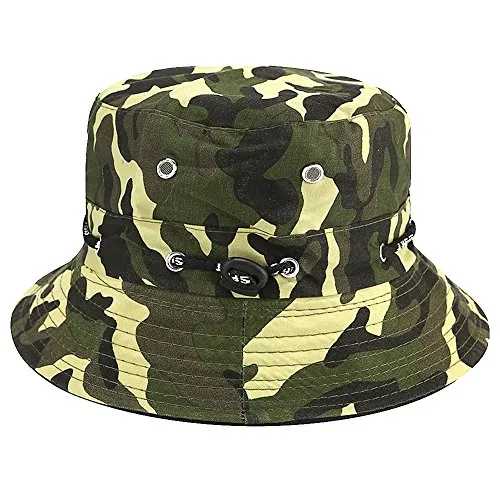 Apanphy® Cappello Pescatore Estate Cotone Safari Escursionismo Cappello Secchio Outdoor Crushable Sole Cappellino Regolabile Camouflage