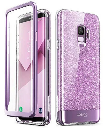 i-Blason Cover Samsung S9, Custodia Brillantini e Protezione Schermo Integrata [Serie Cosmo] Glitter Case Compatibile con Samsung Galaxy S9 2018, Viola