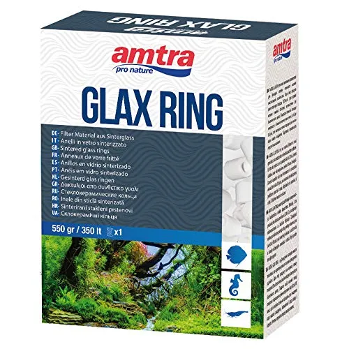 Amtra Glax Ring - Materiale Filtrante per Acquario, Filtro Biologico per Acqua Dolce o Marina, Anelli in Vetro sinterizzato, Filtro Poroso, Formato 550g