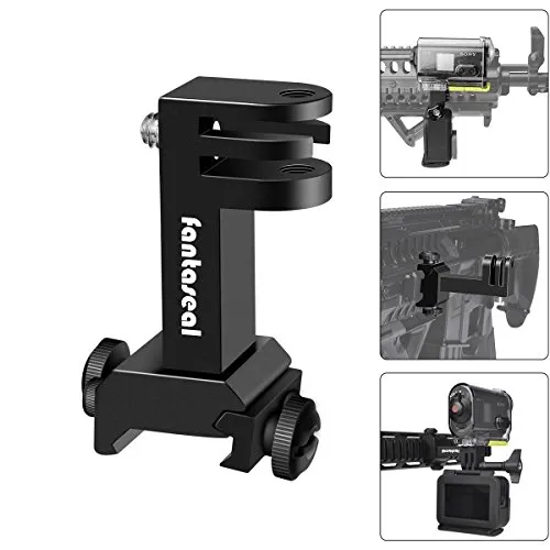 2in1 Action Camera Gun Mount, adattatore per guida Picatinny compatibile per Gopro Hero 7/6/5/4/3 + / 3 Sony Sports Camera per caccia pistola Shotgun Airsoft Gun Air Rifle Pistola pistola carabina