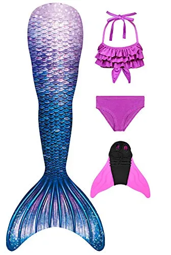 Decool Coda da Sirena Bikini Costumi da Bagno Ragazze Cosplay Costumi Costume da Mermaid Sirena Bambina 4pcs Insiemi