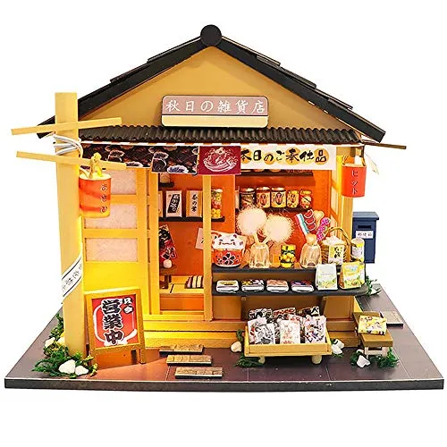 Domybest Casa delle Bambole in Legno Fai da Te Miniature Dollhouse Kit Casa delle Bambole con Mobili Kit Casa da Costruire Giocattolo Regalo