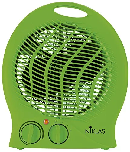k2calore KT0591 – Riscaldamento elettrico termoventilatore, ABS, 2000 W, 3 potencias, Termostato ambiente, 23 x 14 x 27 cm, colore: verde