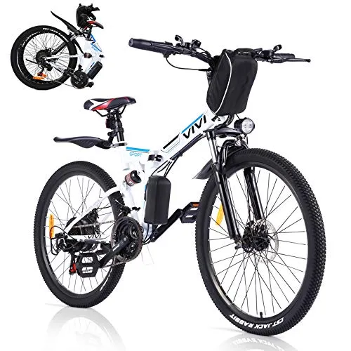 VIVI Bicicletta Elettrica Pieghevole, 350 W Mountain Bike Elettriche per Adulti,26" E-bike con Batteria Rimovibile 8Ah, Professionale SHIMANO 21 velocità
