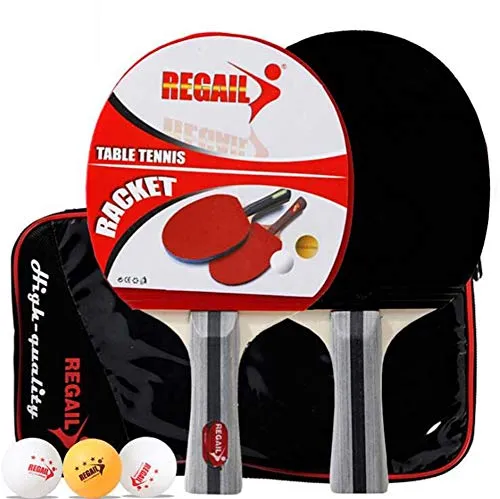 HNHT Set da Ping-Pong, Set di Racchette da Ping Pong Professionale con 2 Mazze E 3 Palline in Borsa per Il Trasporto, Mazze da Ping-Pong E Palline con Custodia Ideali