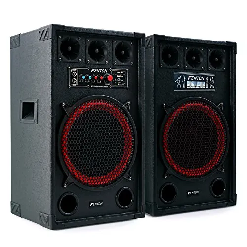 Fenton SPB-12 set coppia casse attive amplificate diffusori attiva / passiva (800 Watt, Bluetooth, subwoofer da 30 CM, USB SD MP3, bass reflex, 2 x MIC IN) Bluetooth