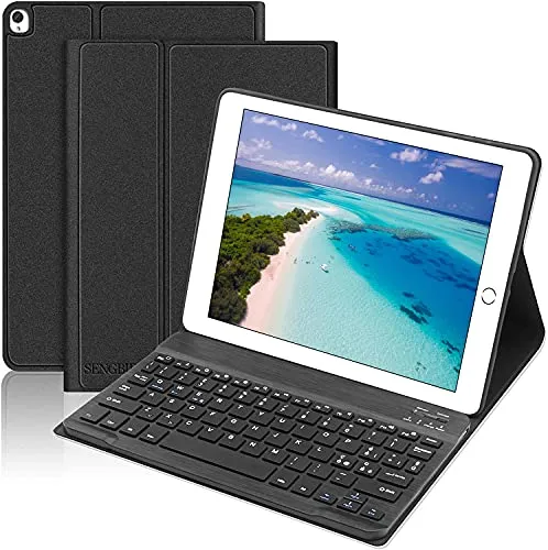 SENGBIRCH Custodia Tastiera per iPad 10.2, Custodia con Tastiera Italiano per iPad 10.2 2020(8th Gen)/2019(7th Gen)/iPad Air 3/iPad PRO 10.5,Magnetica Wireless Keyboard Staccabile, Nero