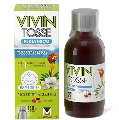 Vivin Tosse Pediatrico - Sciroppo Per Tosse Secca E Grassa A Base Di Estratti Vegetali E Miele, Promuove lidratazione del muco e protegge la mucosa faringea. 150 ml, 11