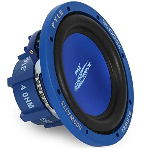 Pyle PLBW84 Blu subwoofer Auto da 300 Watt rms e 600 Watt Max 8" 20 cm 200 mm woofer dvc Doppia Bobina 4 + 4 Ohm Sub Cofano Auto spl, 1 Pezzo