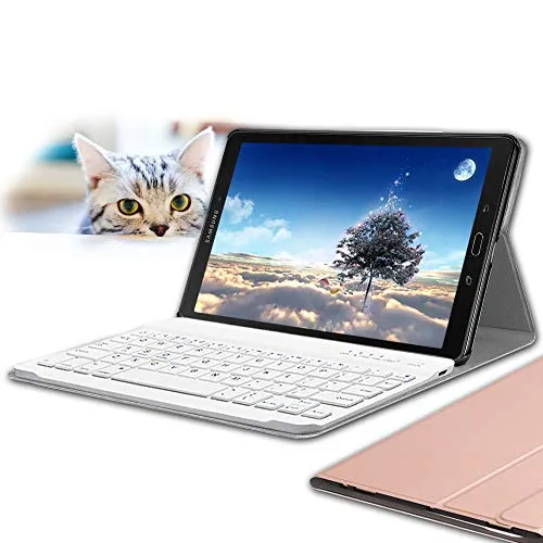 Wineecy Tastiera Custodia Galaxy Tab A 10.1 2016 (QWERTY), Slim Custodia con Rimovibile Wireless Tastiera per Samsung Galaxy Tab A 10.1" 2016 SM-T580/T585 (Galaxy Tab A 10.1 2016, Pink)