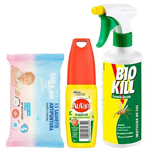 BIOKILL Set insetticida insetticida Ecologico bio Kill antiparassitario No Gas 500 ml, Autan Tropical Vapo Repellente - 100 ml