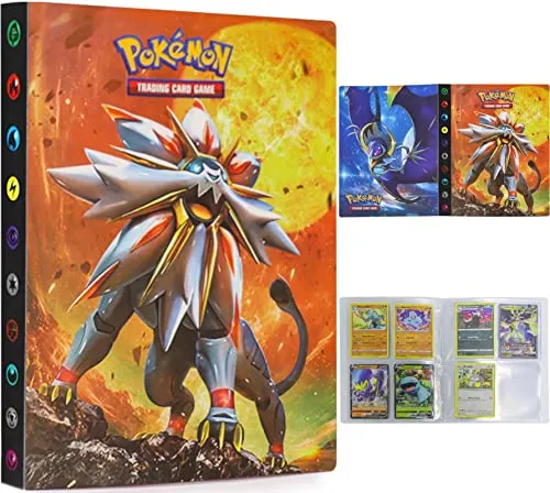 OPLK Porta Carte Pokemon, 30 Pagine Pokemon Carte Album, Album Cards GX EX Trainer, Album di Carte da Collezione Può contenere fino a 240 carte (Sole Luna)