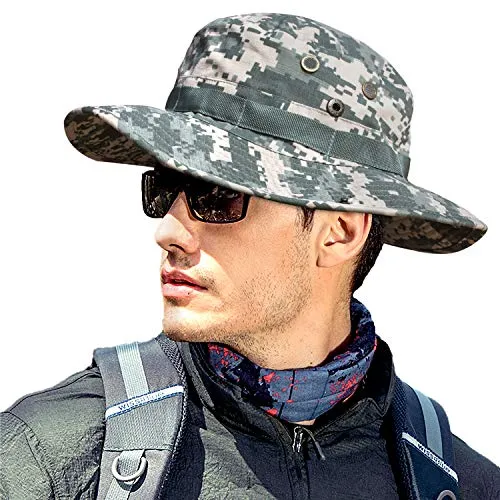 MerryBIY Sport e Outdoor Boonie Sun-Shading Unisex Jungle Camo Cappello da Pescatore Militare da Pesca Caccia Campeggio da Viaggio Cappello Mimetico Giungla da Esterna Larga Brim Bucket Hat, ACU