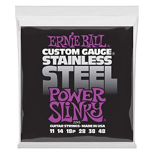 Ernie Ball, Power Slinky Stainless Steel Wound, Corde per chitarra elettrica, diametro 11-48