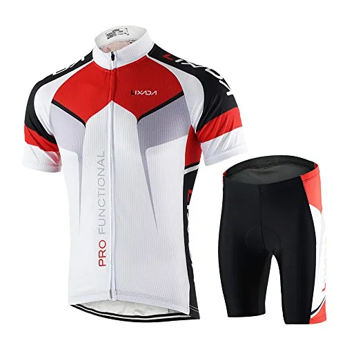 Lixada Abbigliamento Ciclismo Uomo Asciugatura Veloce Maglia Manica +Pantaloncini Abbigliamento da Ciclismo Abbigliamento Sportivo da Equitazione