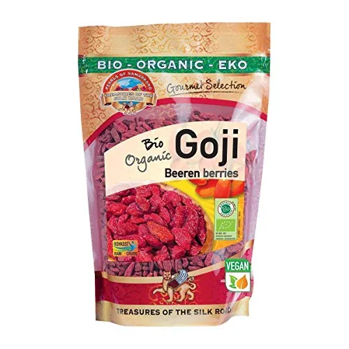 Bacche di Goji Bio essiccate 500 gr Crude, sole secco organico, raw, dall'Uzbekistan. senza zuccheri aggiunti, non solforato