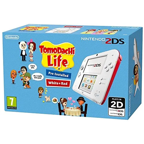 Nintendo 2DS Console + Tomodachi Life [Bundle], Bianco/Rosso