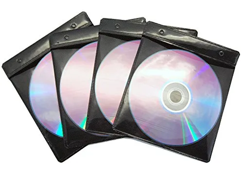 Energmix® - Copertina porta CD/DVD con fori per raccoglitore ad anelli, confezione da 100 per 200 CD, colore: Nero