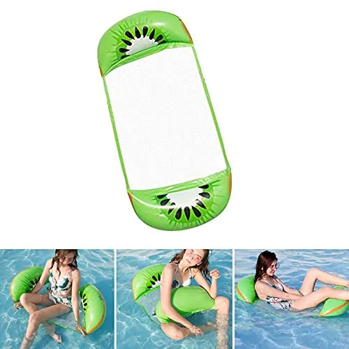 DazSpirit Amaca Galleggiante Gonfiabile Letto Galleggiante Multiuso, Amaca da Nuoto 4 in 1 (Sella, Poltrona, Drifter, Amaca), ugello Anti-perdite, Tappetino da Spiaggia (Kiwi)