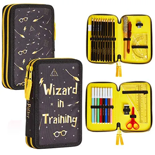 Harry Potter Astuccio Scuola, Materiale Scolastico Back To School, Portapenne 3 Scomparti: Matite Colorate, Penne E Set Completo Accessori, Astucci Kawaii Per Elementare E Media, Regalo Originale