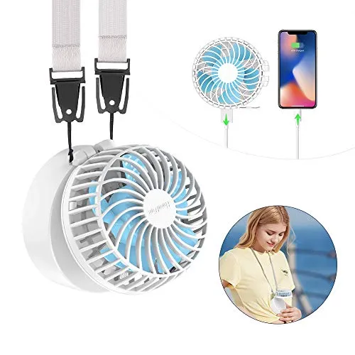 HandFan Ventilatore Portatile USB Ricaricabile a Batteria 3 Impostazione di 180 ° Rotante con Specchio per Trucco palmare 2600mAh Power Bank per Viaggi/Pesca/Campeggio/casa/Ufficio