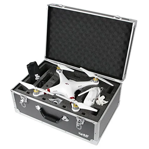 HMF 18601-02 Valigetta di trasporto, adatta per drone Phantom 3 Standard, Professional, Advanced, 5 batterie al massimo, 54 x 38 x 25 cm, colore nero