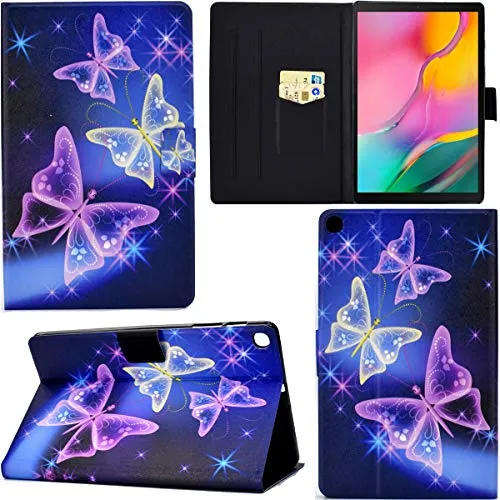 DodoBuy Custodia per Samsung Galaxy Tab A 10.1" 2019 T510, in Pelle PU Flip Smart Cover Copertura Sottile Case Borsa Titolare Portafoglio Supporto Slot per Schede Chiusura Magnetica - Viola Farfalla