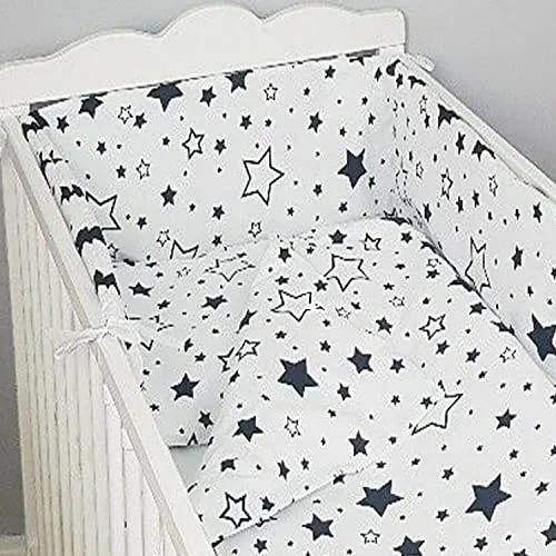 Babysafe Paracolpi Lettino e Culla Neonato - 4 Lati, 360x30 cm - Stelline- 100% Cotone Certificato Oeko-Tex