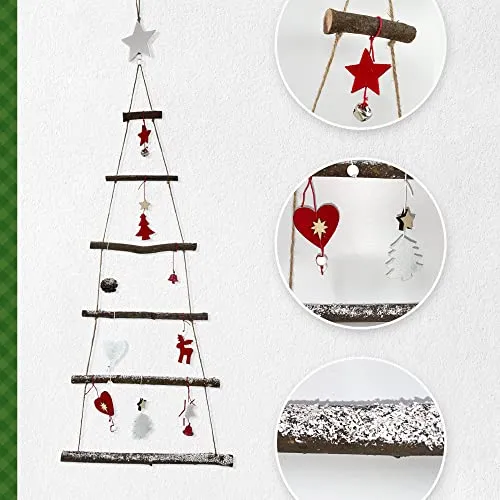 Albero di Natale decorato con rami, da appendere, splendida decorazione da parete, ideale anche come calendario dell'Avvento in legno, decorazione natalizia da appendere