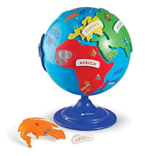 Learning Resources- Mappamondo Puzzle, Colore, LER7735
