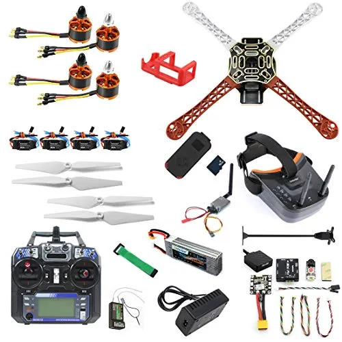 QWinOut DIY RC Drone Kit F450-V2 FPV Quadcopter with MINI PIX MINI GPS Q6 4K Wide Angle Action Camera FPV Watch/FPV Goggles Full Set Drone Kit (FPV Watch Version) (FPV Goggles Version)