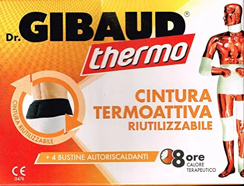 DR. GIBAUD Thermo - Cintura elastica termoattiva riutilizzabile + 8 cerotti autoriscaldanti - Dispositivo medico CE 0051