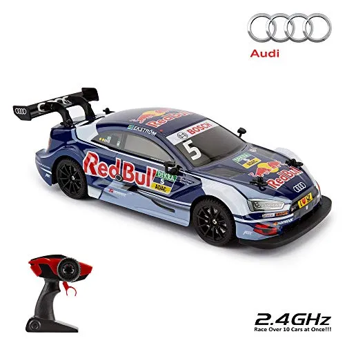 CMJ RC Cars ™ AUDI RS5 DTM Telecomando con licenza ufficiale Auto 1:16 Scala 2.4 Ghz Blu / Rosso Toro