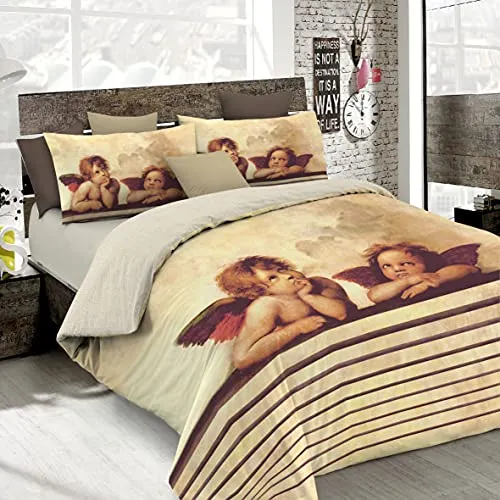 Italian Bed Linen Parure Copripiumino con Stampa Digitale a Copertura Totale Sul Sacco e Sulle Federe 2 Posti 100% Cotone, Multicolore (SD59), 250x200x1 cm