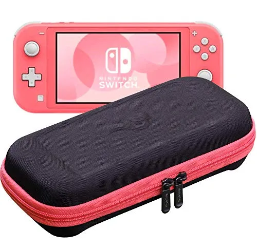 ButterFox - Custodia sottile per Nintendo Switch Lite, 19 giochi e 2 porta schede Micro SD, per accessori Switch Lite, colore: Rosa corallo/Nero