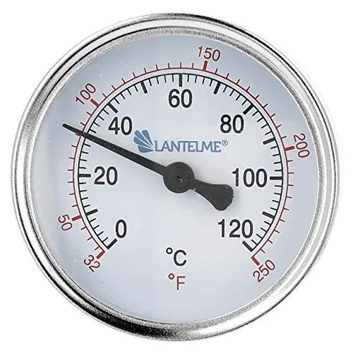 Lantelme Termometro riscaldamento manicotto a immersione 120 °C termometro a immersione per acqua fredda quadrante nero Termometro analogico riscaldamento bimetallico 4672