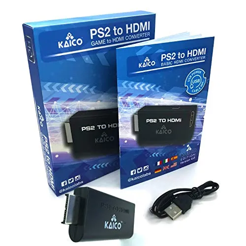 Kaico Edition @ 1080p PS2 a 1080p PS2 a HDMI Adattatore Adattatore Adattatore Gioco a HDMI Video e Audio Convertitore per Playstation 2 PS2 HDTV Monitor HDMI - Retro Gaming Full Color e Audio