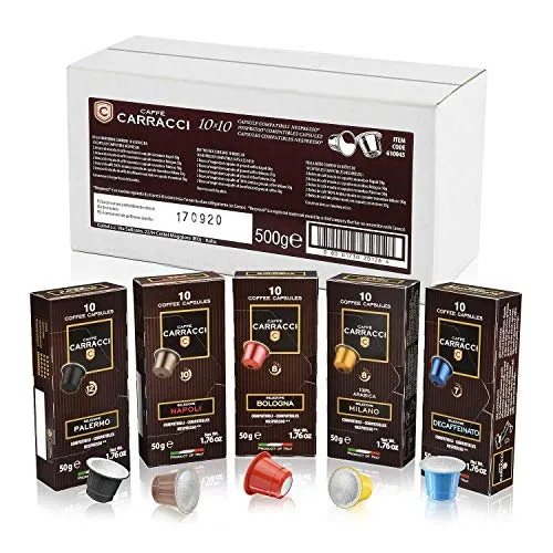 Caffè Carracci, Capsule Compatibili Nespresso, Kit Miscele Assortite - 10 astucci da 10 capsule (totale 100 capsule)