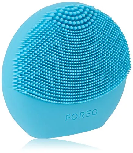 FOREO LUNA play plus, Spazzola pulizia viso impermeabile con batteria sostituibile, Blu (Aquamarine)