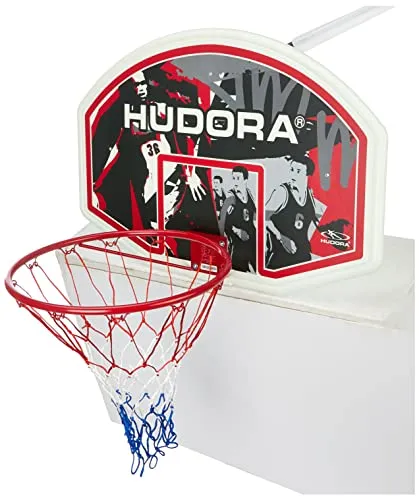 Hudora, Canestro da Basket Basketballkorbset in-Outdoor, Multicolore (Schwarz,Weiß,Rot)