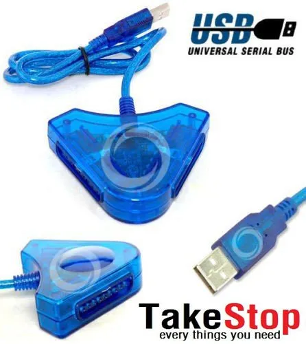 takestop ADATTATORE CONVERTITORE JOYSTICK PS2 PLAYSTATION CONTROLLER JOYPAD PER PC USB