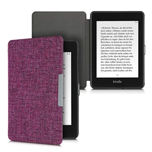 kwmobile Cover Compatibile con Amazon Kindle Paperwhite (10. Gen - 2018) - Custodia a Libro in Tessuto - Copertina Flip Case per Lettore eReader